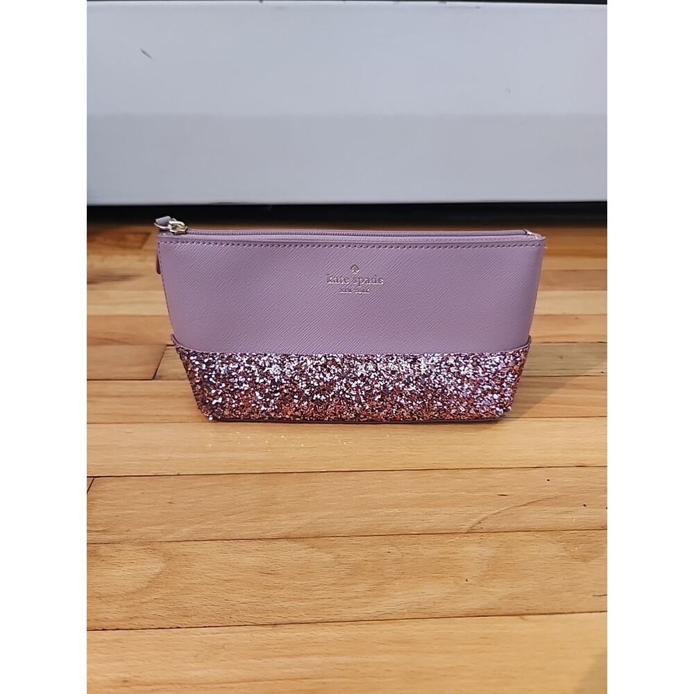 Kate Spade Little Shiloh Cosmetic Bag Pink Glitter Dusty Peony